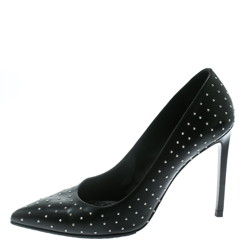 

Saint Laurent Paris Black Leather Studded Pointed Toe Pumps Size