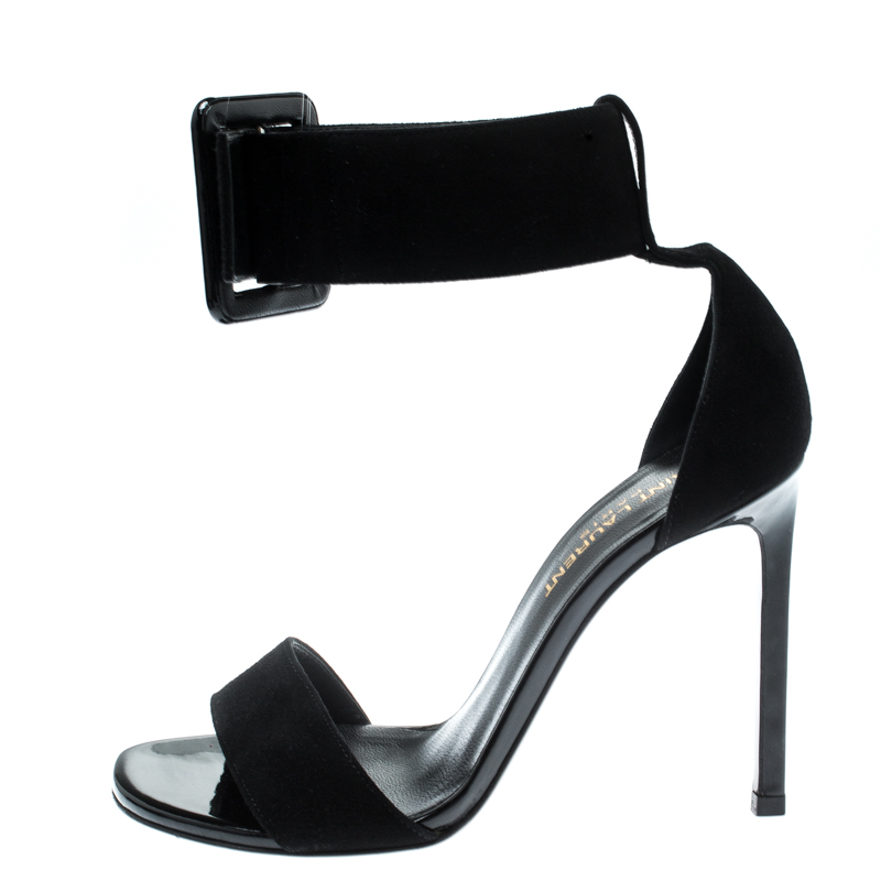 

Saint Laurent Paris Black Suede Ankle Cuff Sandals Size