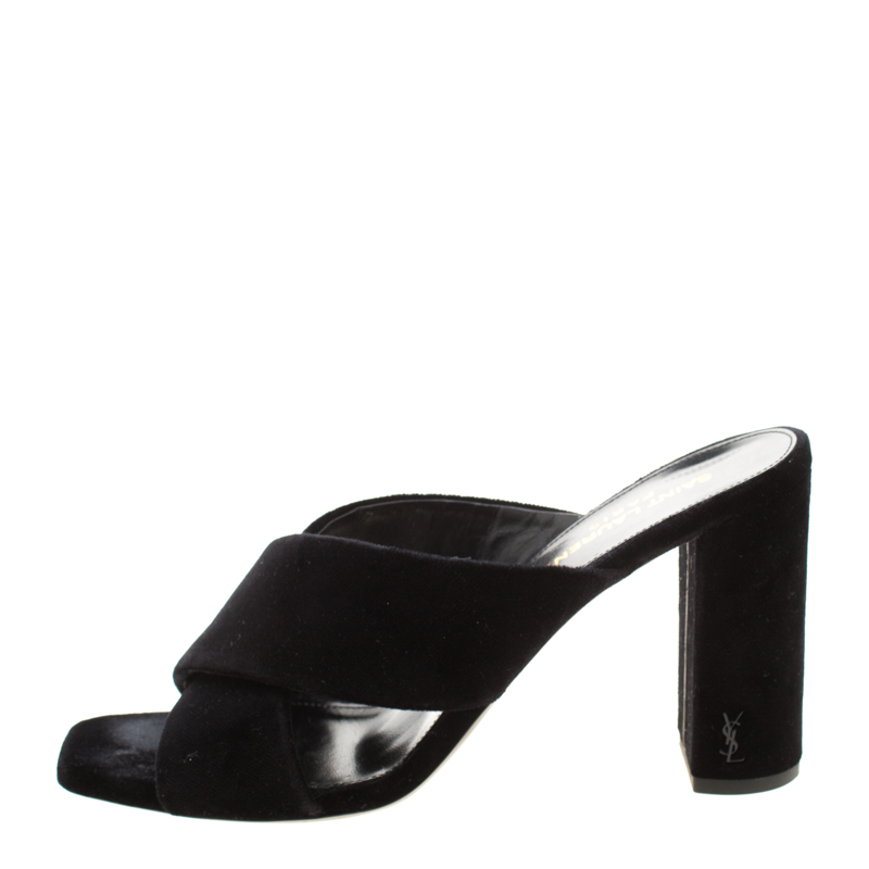 

Saint Laurent Paris Black Velvet LouLou Mules Size