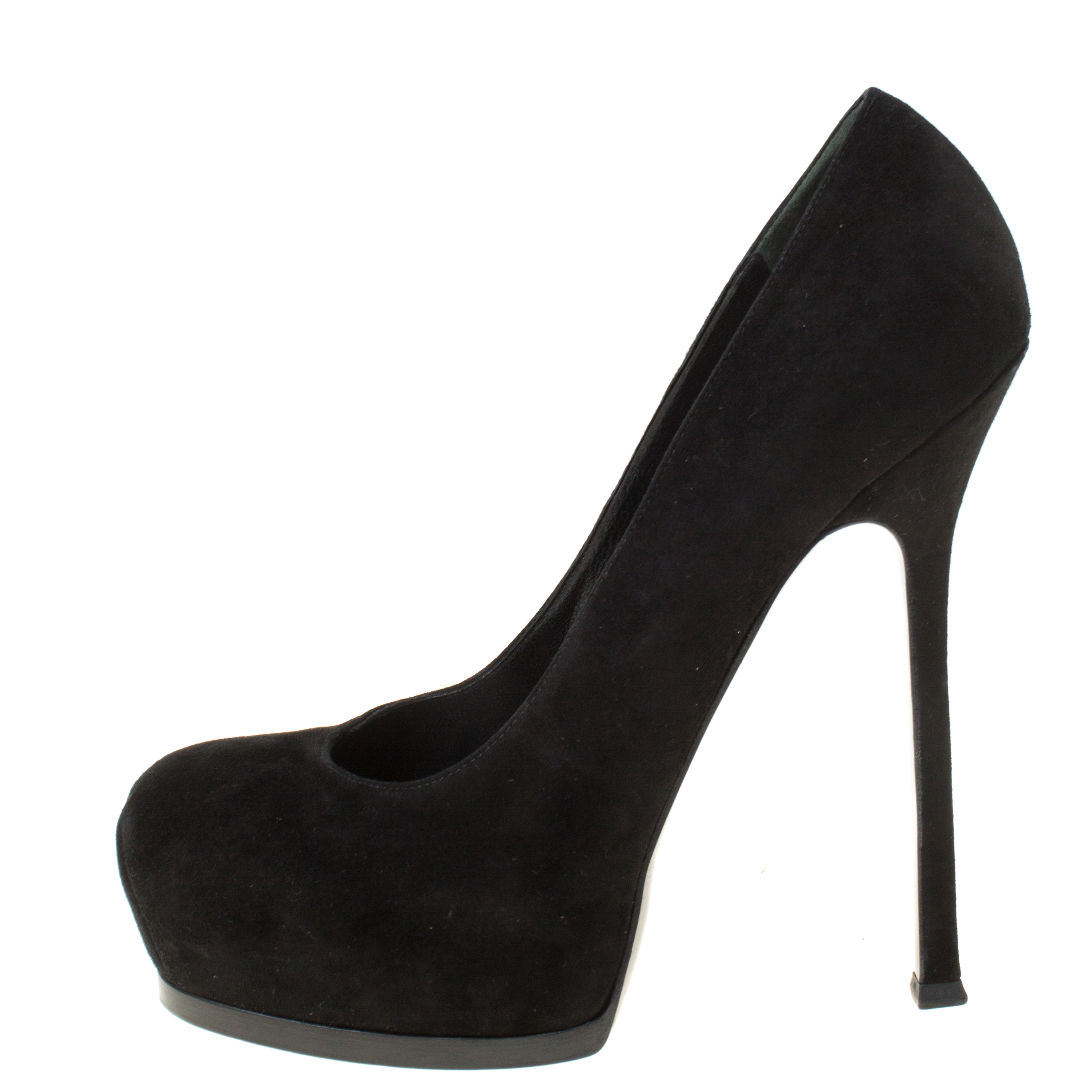 

Saint Laurent Paris Black Suede Tribtoo Platform Pumps Size
