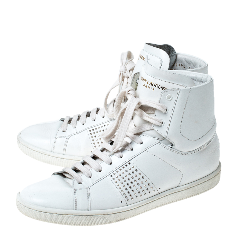 Yves Saint Laurent White Leather Lace Up Sneakers Size 38 Saint Laurent ...