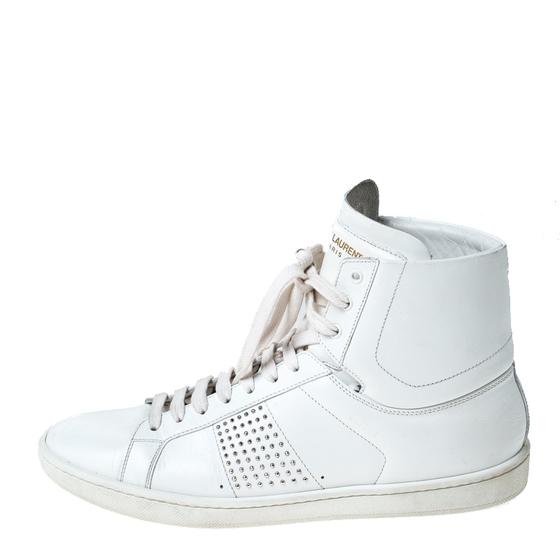 

Yves Saint Laurent White Leather Lace Up Sneakers Size
