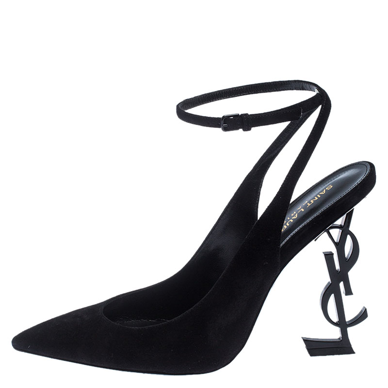 

Saint Laurent Paris Black Suede Opyum Slingback Pumps Size