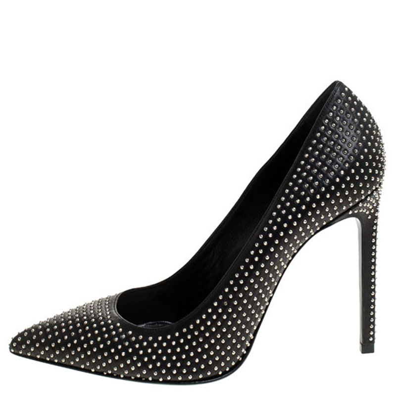 

Saint Laurent Paris Black Leather Studded Pointed Toe Pumps Size