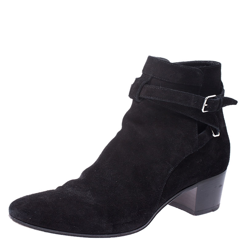 saint laurent black suede ankle boots