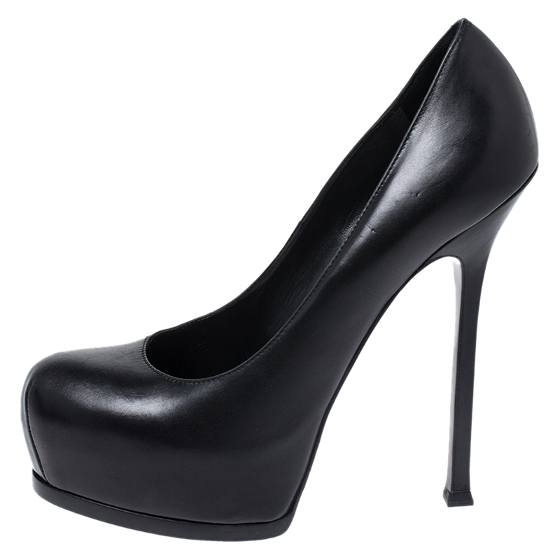 

Saint Laurent Paris Black Leather Tribtoo Platform Pumps Size