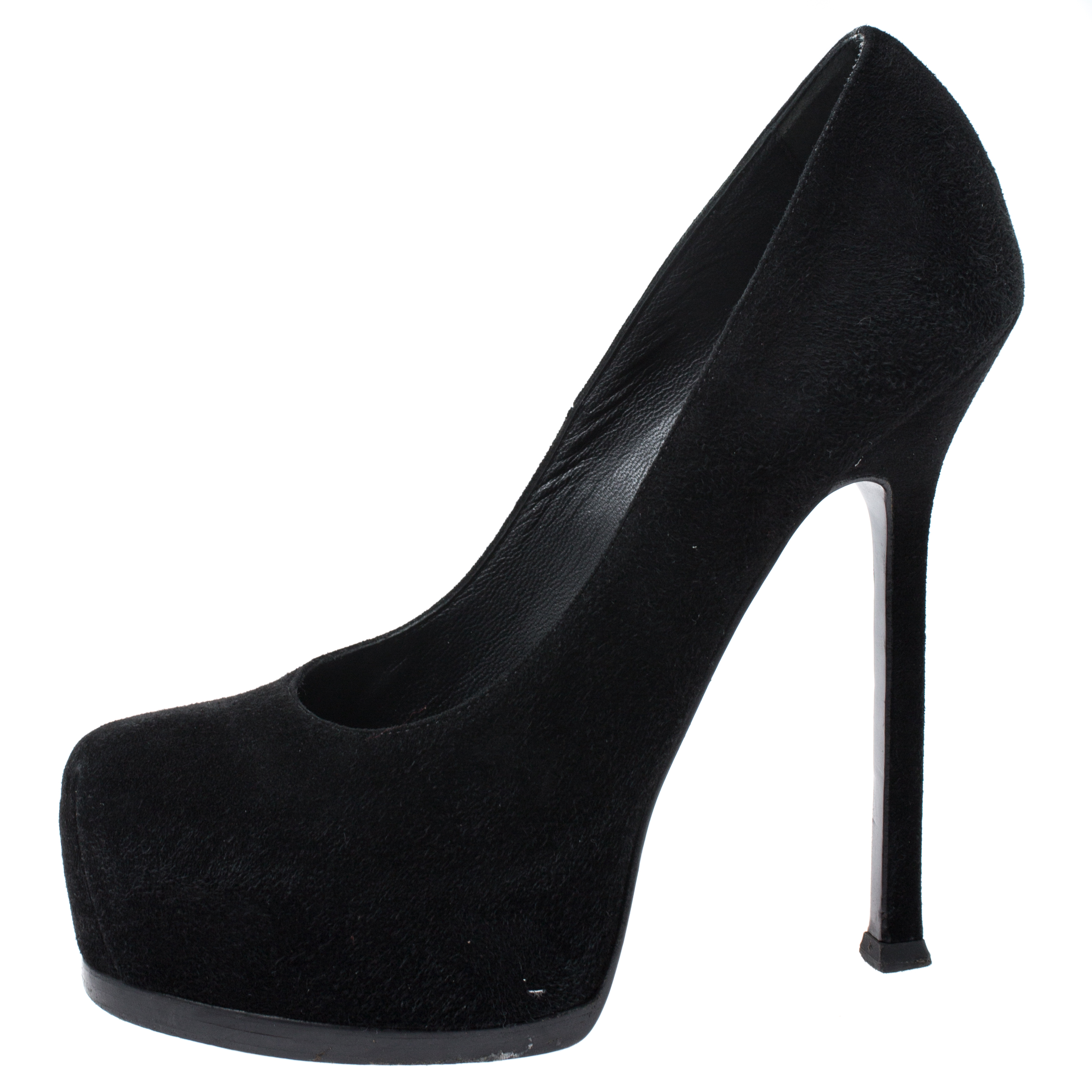 

Saint Laurent Black Suede Tribtoo Platform Pumps Size