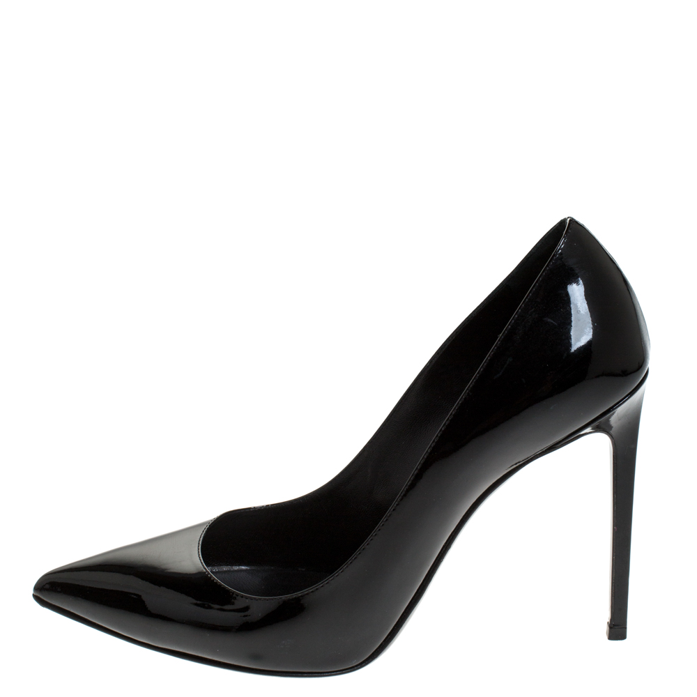 

Saint Laurent Paris Black Patent Leather Classic Paris Pointed Toe Pumps Size