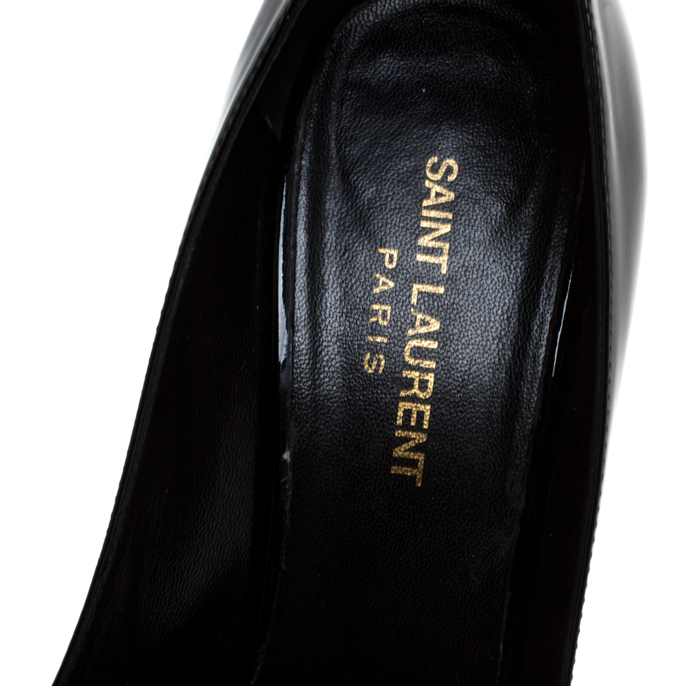 Pre Owned Saint Laurent Paris Black Patent Leather Classic Paris Pointed Toe Pumps Size 40