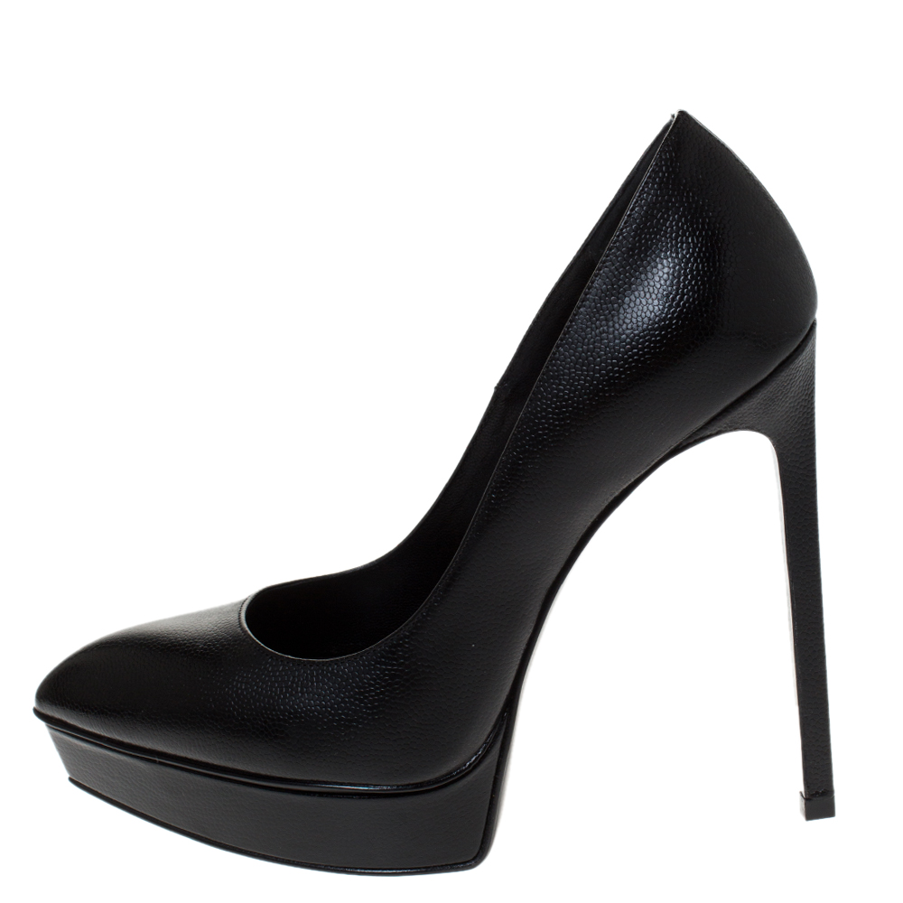 

Saint Laurent Black Leather Janis Platform Pumps Size