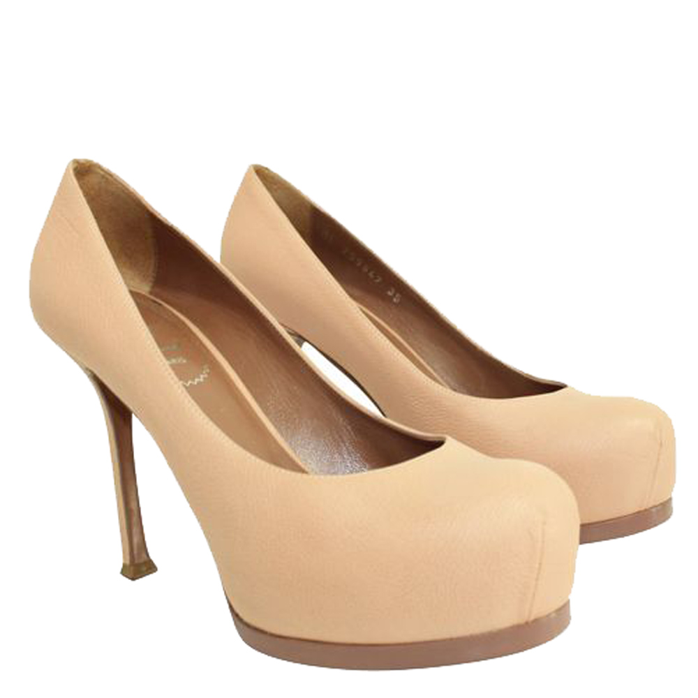 

Saint Laurent Paris Beige Leather Tribtoo Pumps