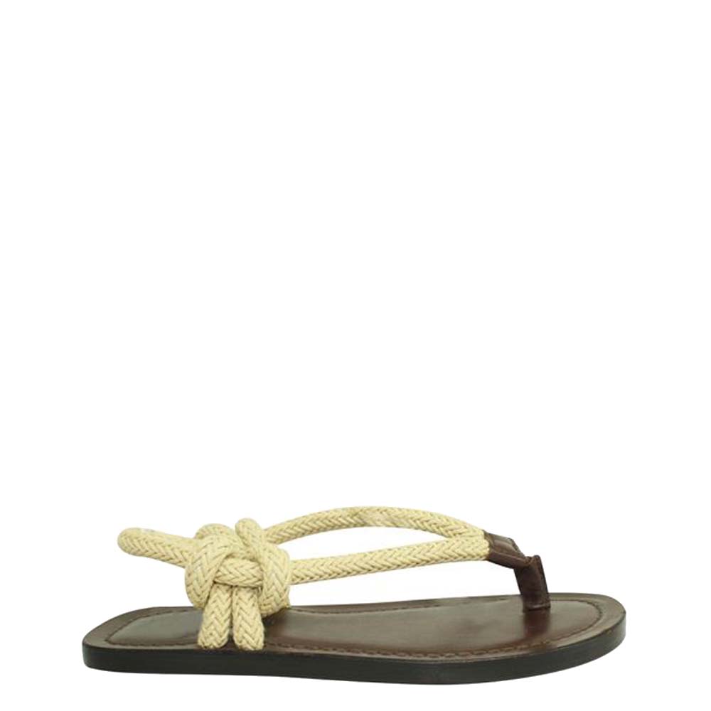 Pre-owned Saint Laurent Jude Rope Slides Size 36.5 In Brown