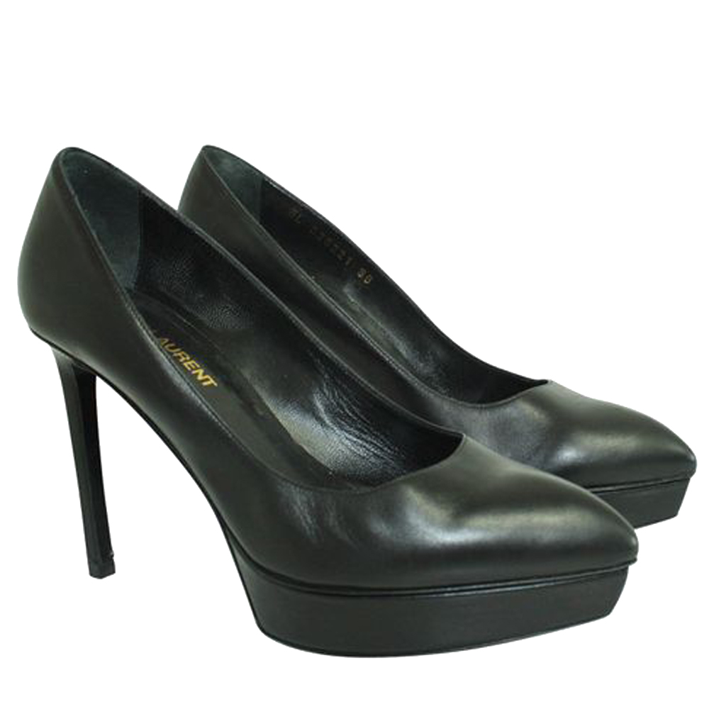 

Saint Laurent Paris Black Leather Janis Pumps