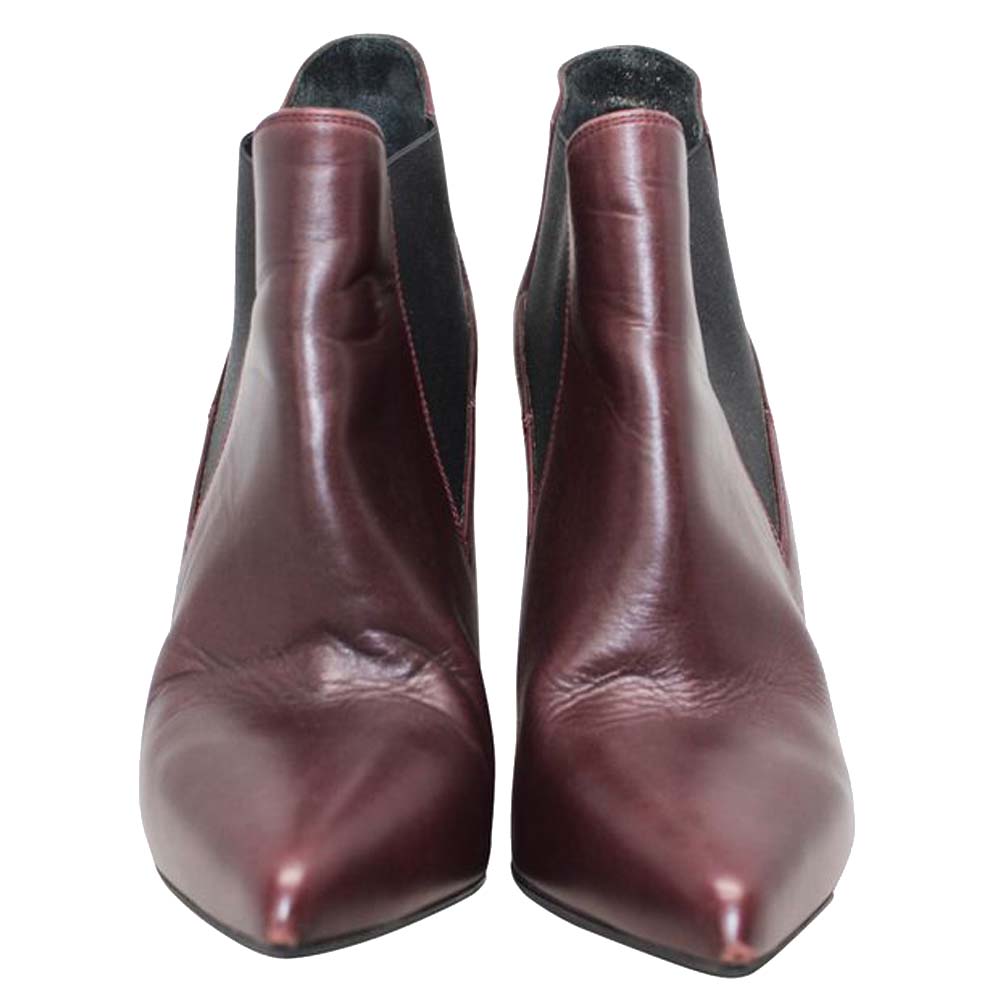 

Saint Laurent Paris Burgundy Leather Ankle Boots Size