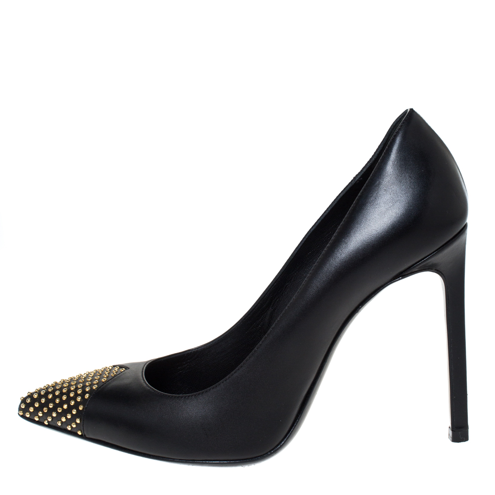

Saint Laurent Paris Black Leather Studded Pointed Toe Pumps Size