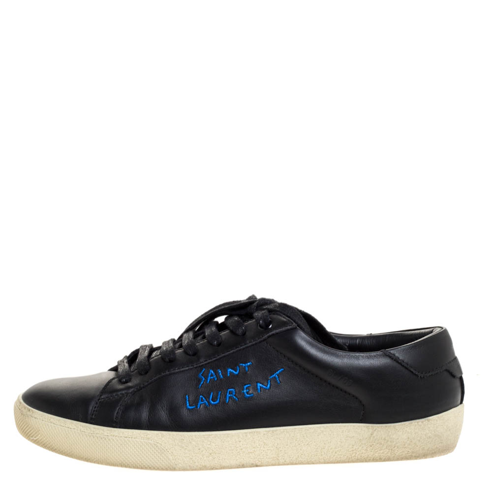 

Saint Laurent Paris Black Leather Court Classic Logo Sneakers Size