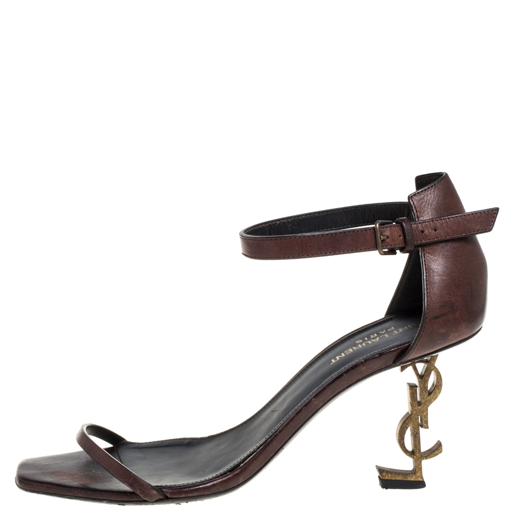 

Saint Laurent Paris Brown Leather Opyum Ankle Strap Sandals Size