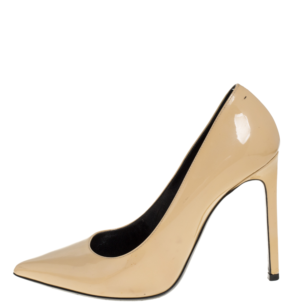 

Saint Laurent Paris Beige Leather Pointed Toe Pumps Size