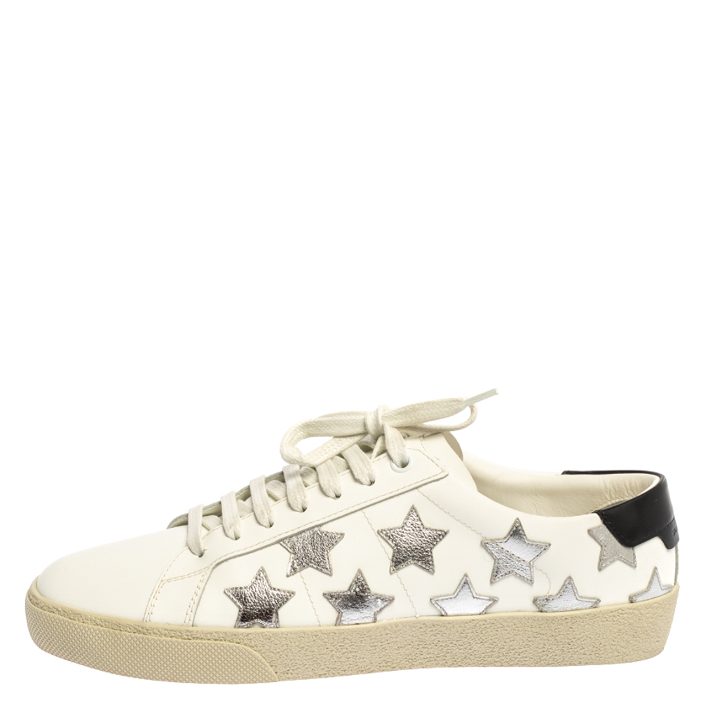 

Saint Laurent White Leather Court Classic Star Sneakers Size