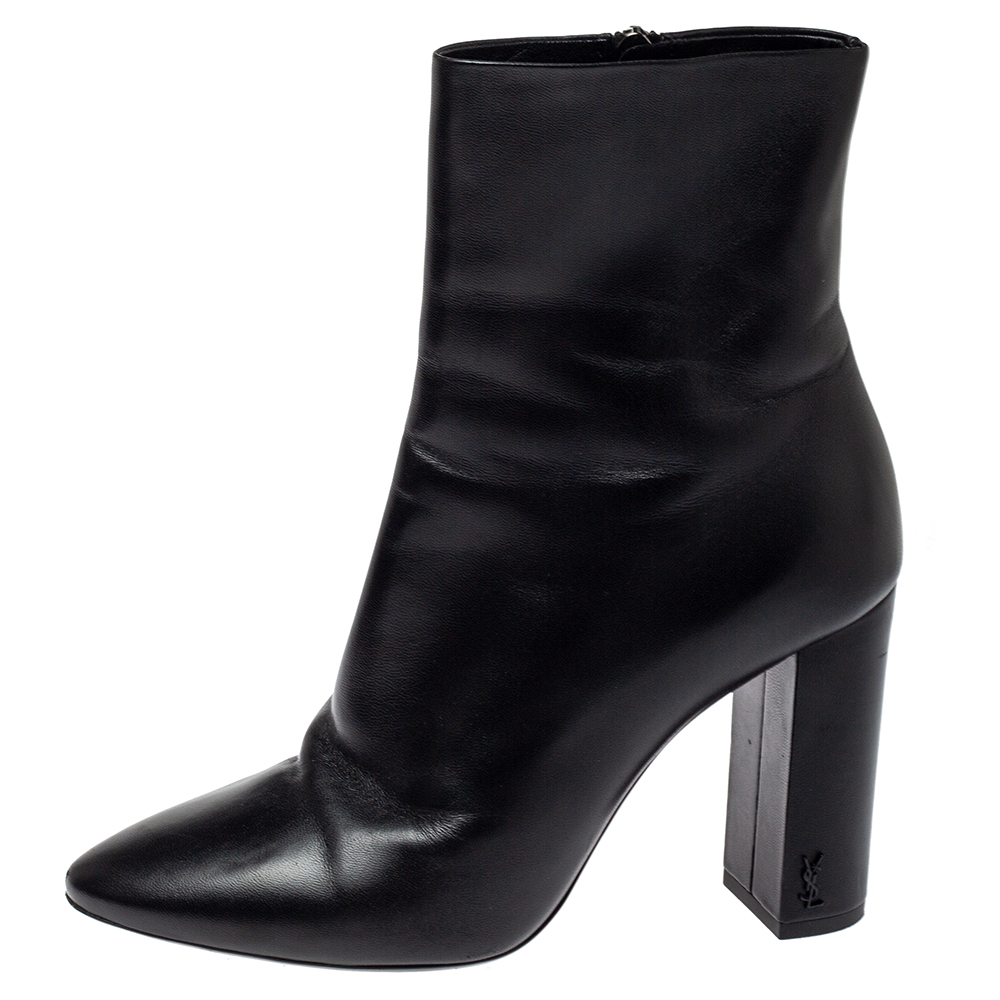 

Saint Laurent Paris Black Leather Mid Length Boots Size