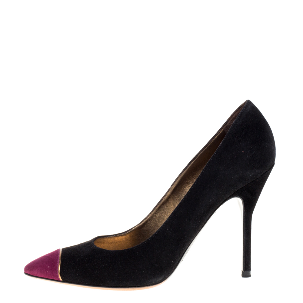 

Saint Laurent Paris Black/Purple Suede Leather Pointed Toe Pumps Size