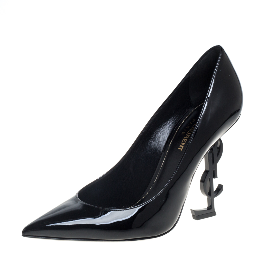 Pre-owned Saint Laurent Black Patent Leather Opyum Pumps Size 39