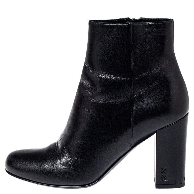 

Saint Laurent Black Leather Loulou Zipped Ankle Boots Size