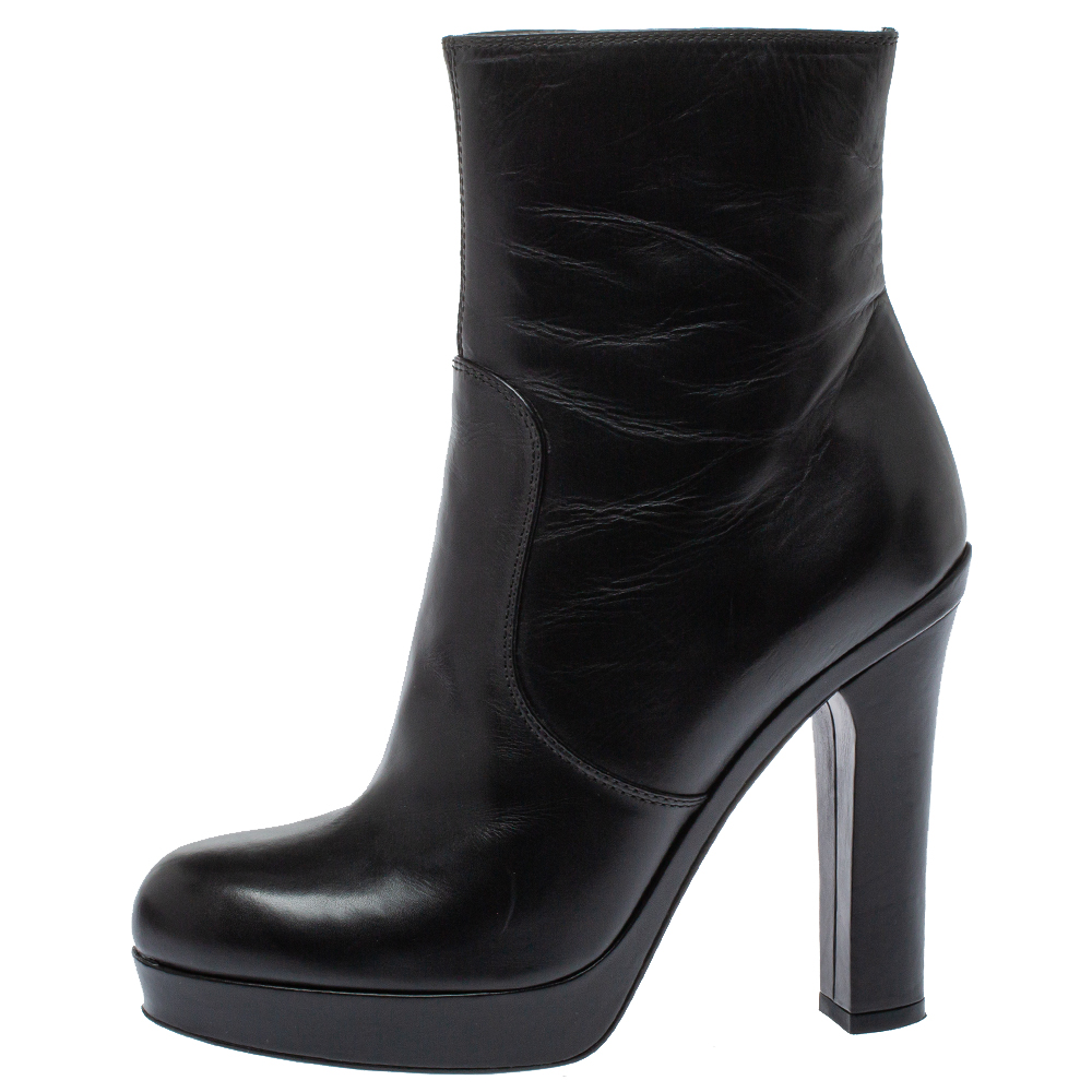 

Saint Laurent Black Leather Platform Ankle Boots Size