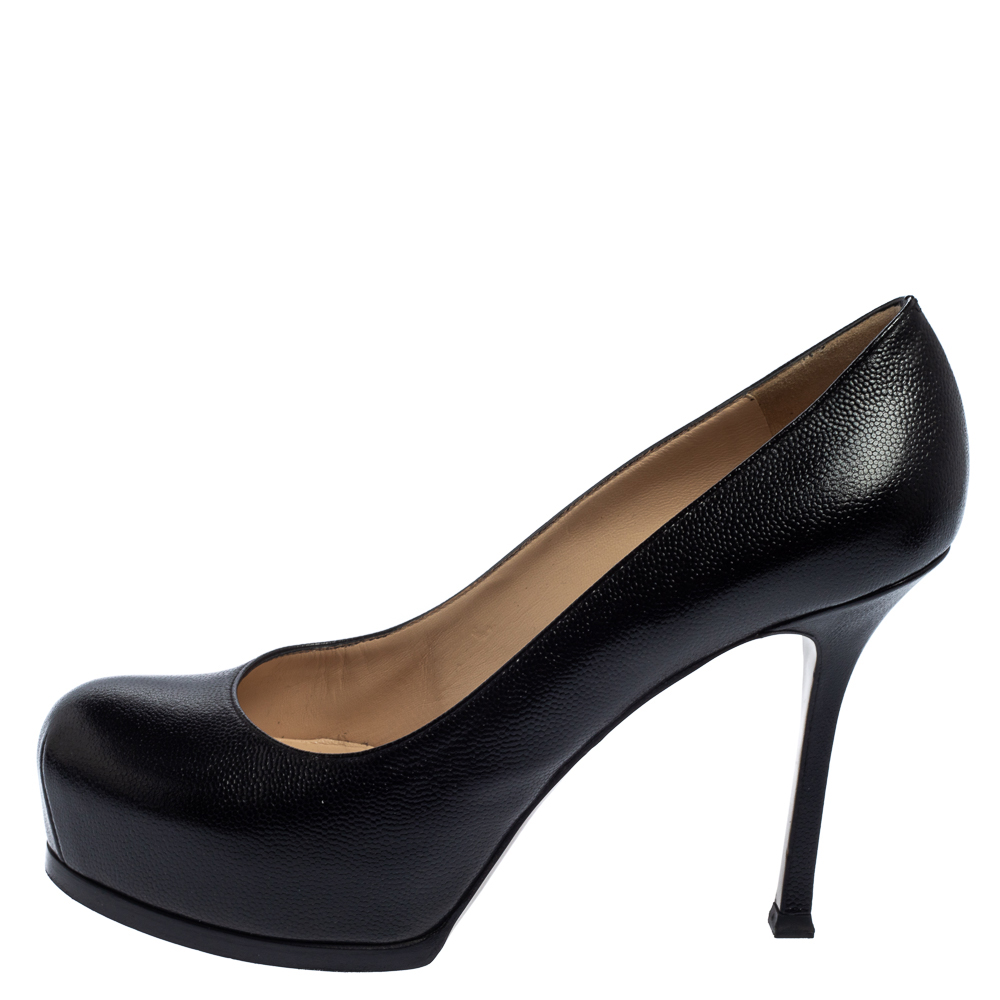 

Saint Laurent Black Leather Tribtoo Platform Pumps Size