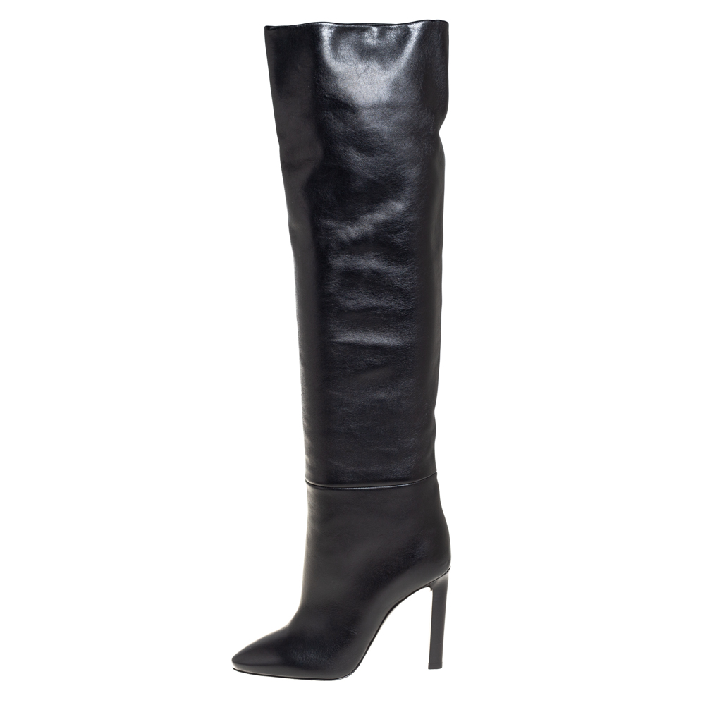 

Saint Laurent Black Leather Over The Knee Boots Size