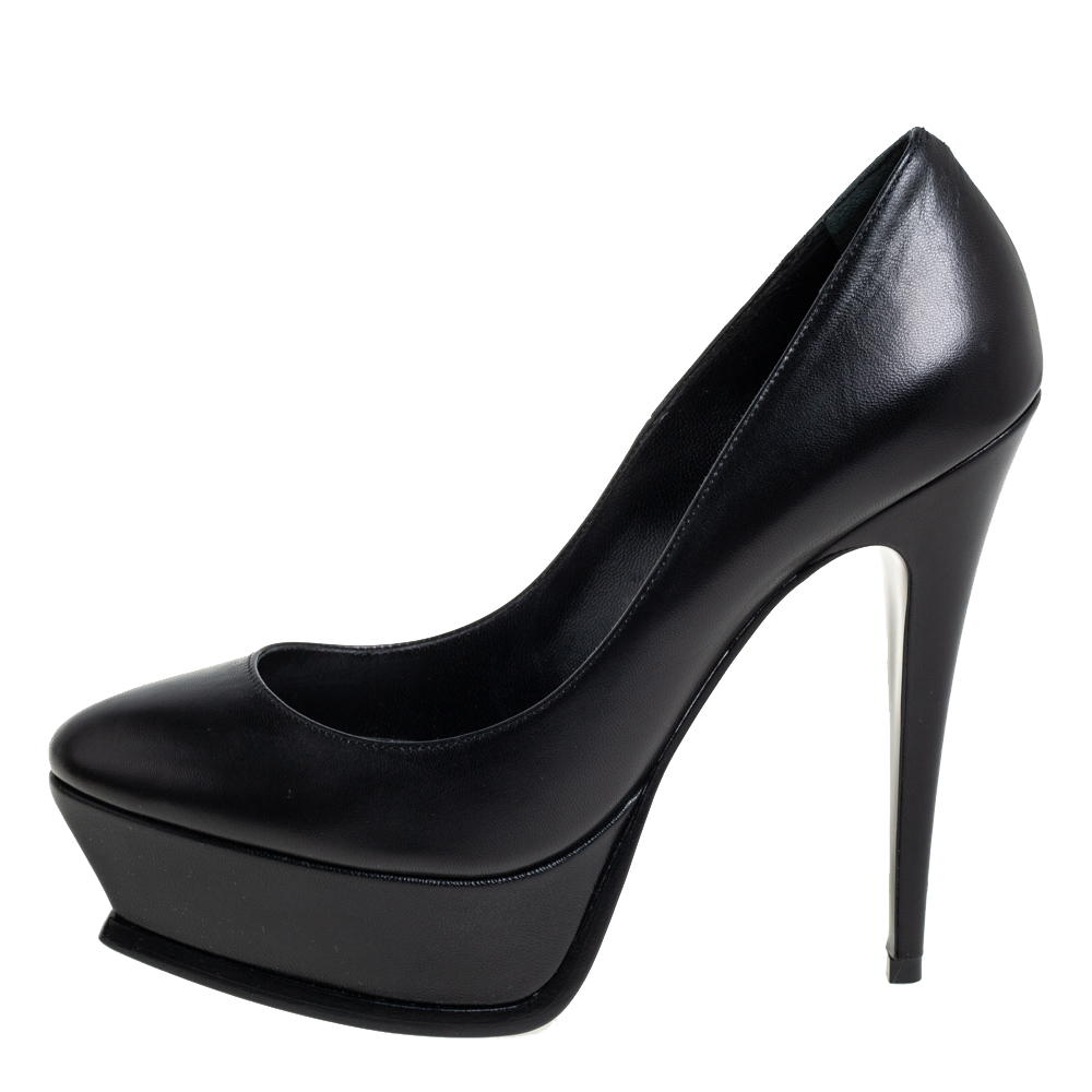 

Saint Laurent Black Leather Janis Platform Pumps Size
