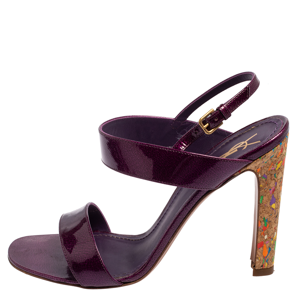 

Saint Laurent Purple Patent Leather Slingback Sandals Size