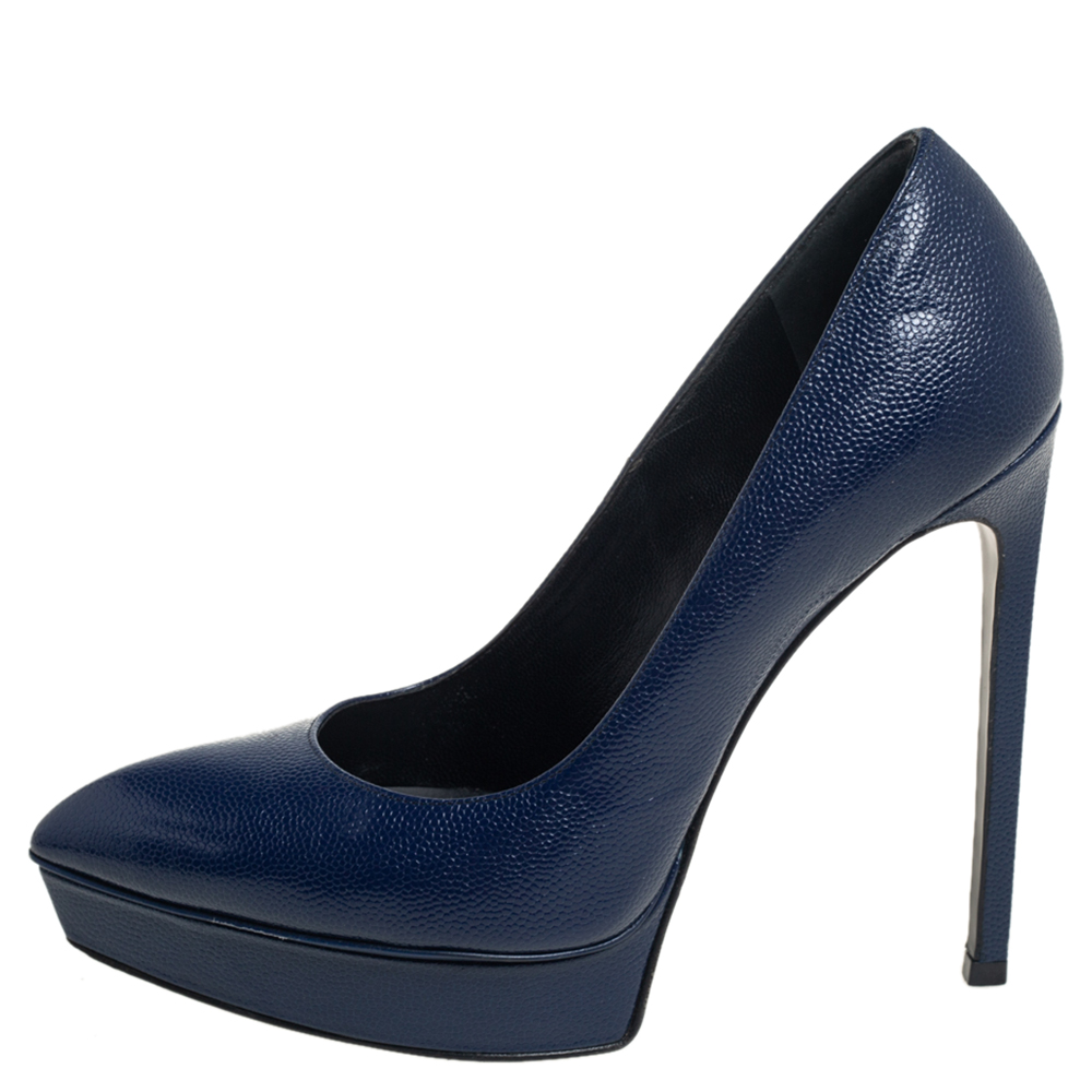 

Saint Laurent Blue Leather Janis Pumps Size