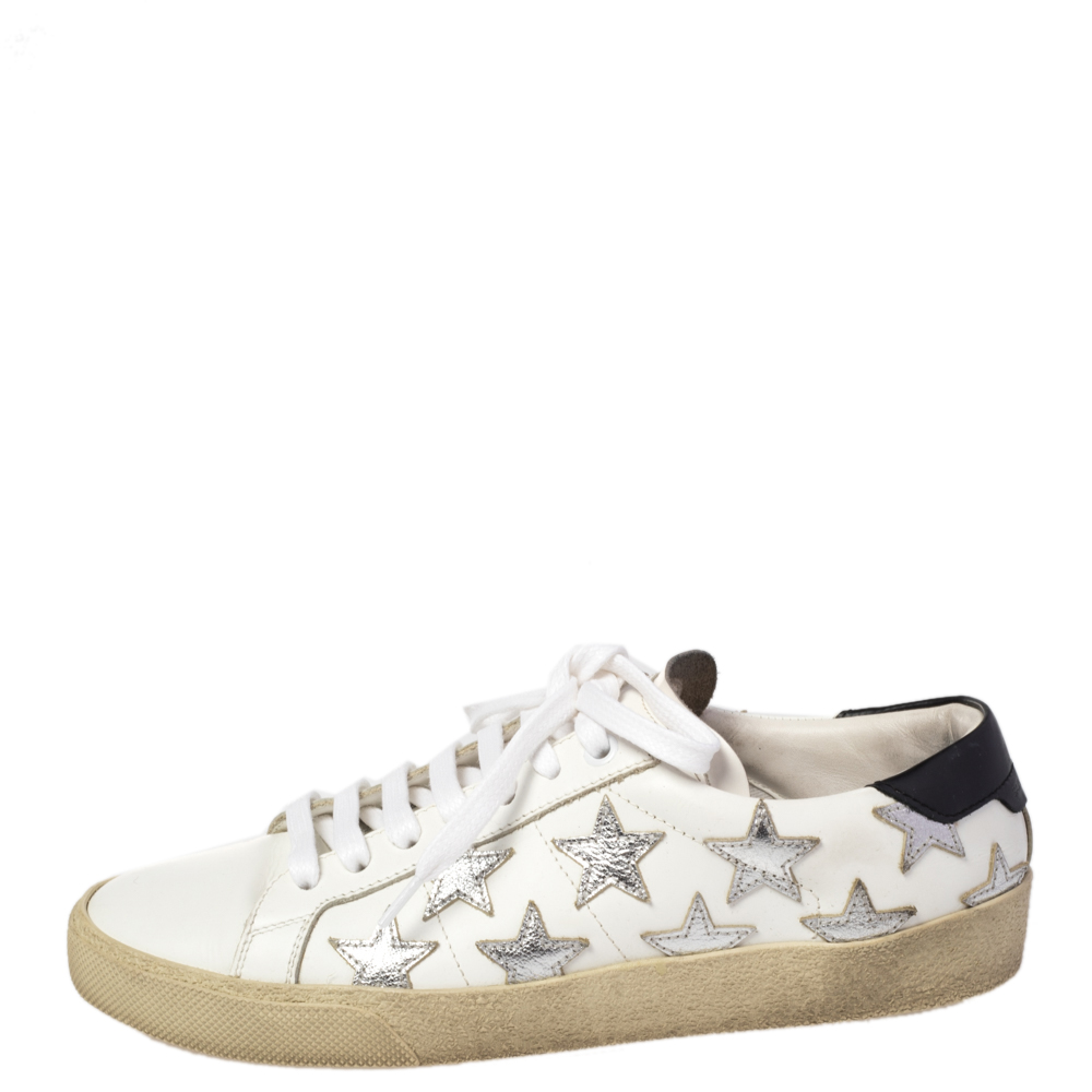

Saint Laurent White Leather Star Court Classic California Sneakers Size