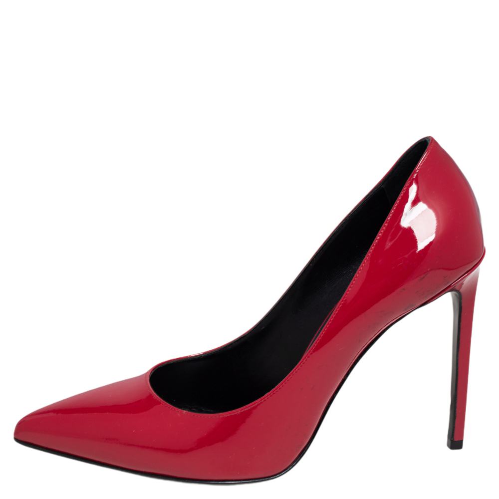 

Saint Laurent Red Patent Leather Skinny Pointed Toe Pumps Size