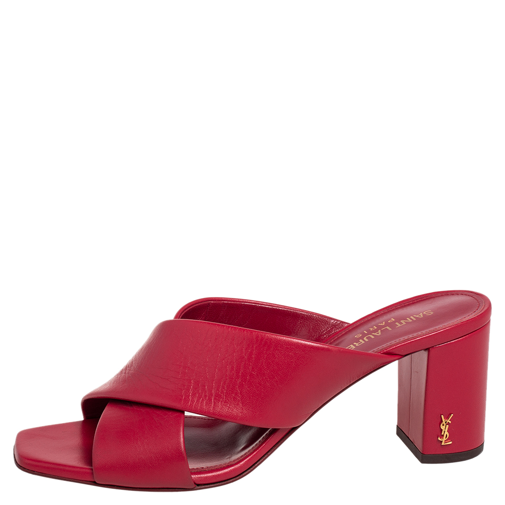 

Saint Laurent Red Leather LouLou Sandals Size