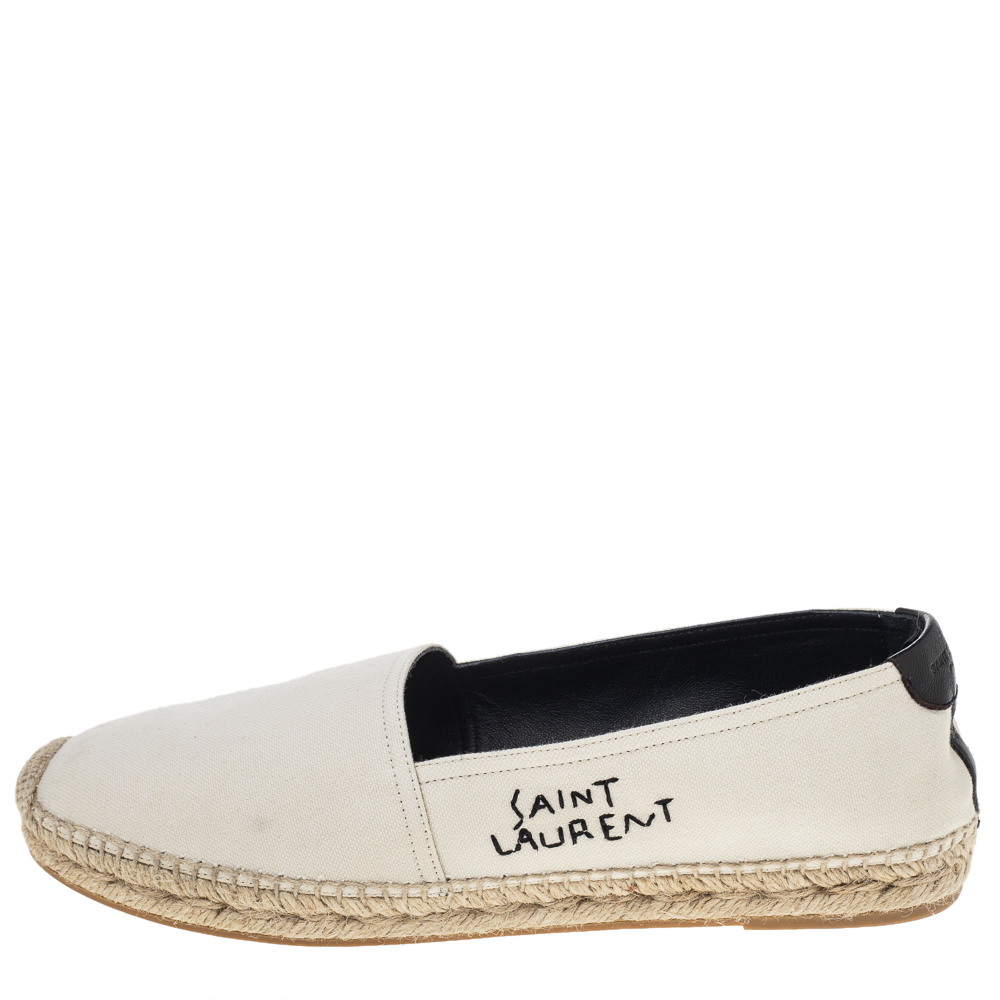 

Saint Laurent Off White Canvas Espadrille Flats Size