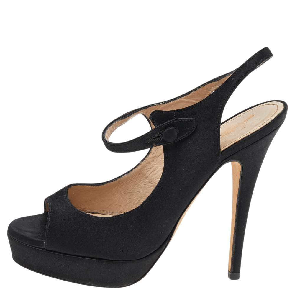 

Saint Laurent Black Satin Ankle Strap Sandals Size