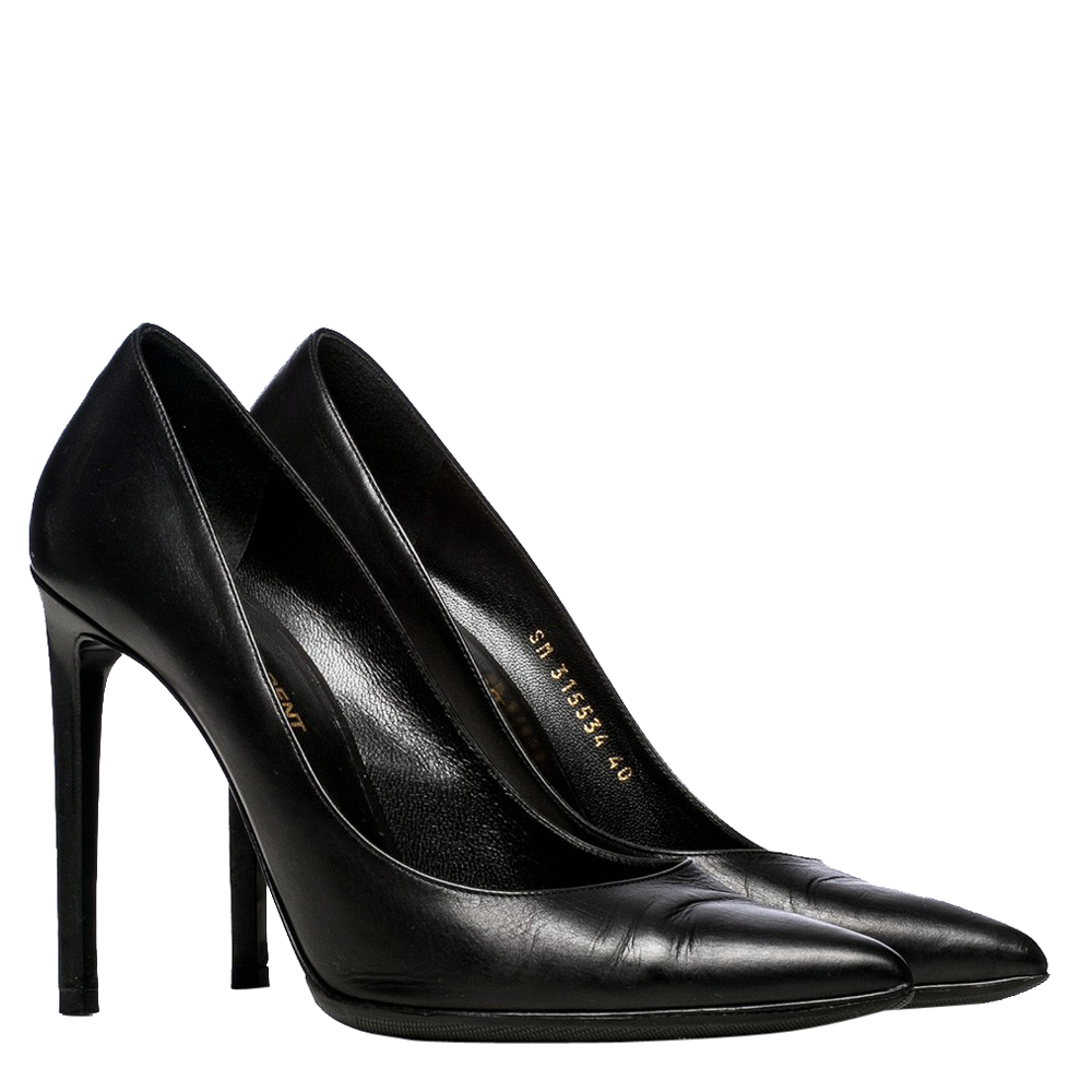 

Saint Laurent Paris Black Leather Pointed Toe Pumps Size EU