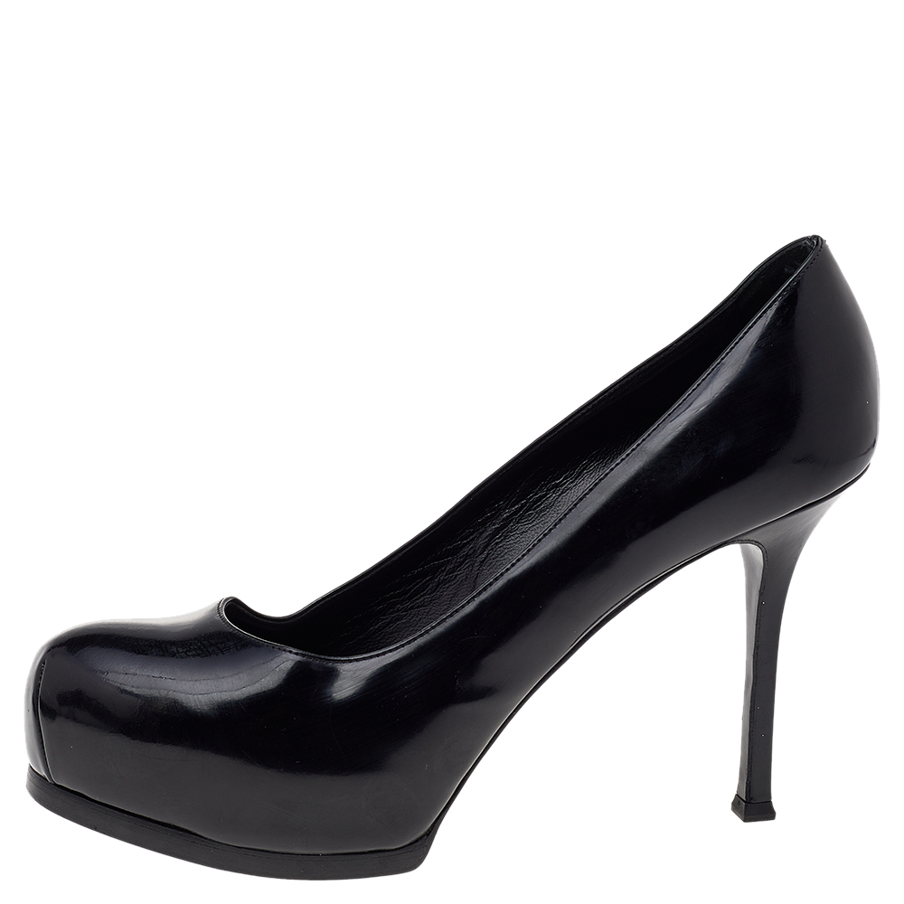 

Saint Laurent Black Patent Leather Tribtoo Platform Pumps Size