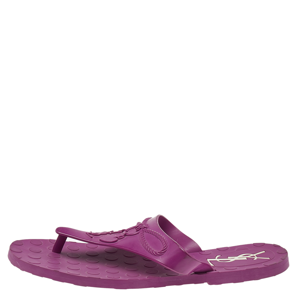 

Saint Laurent Purple Rubber Thong Flats Size