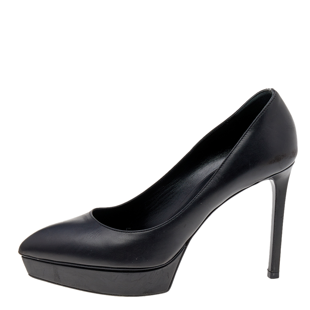 

Saint Laurent Black Leather Janis Platform Pumps Size
