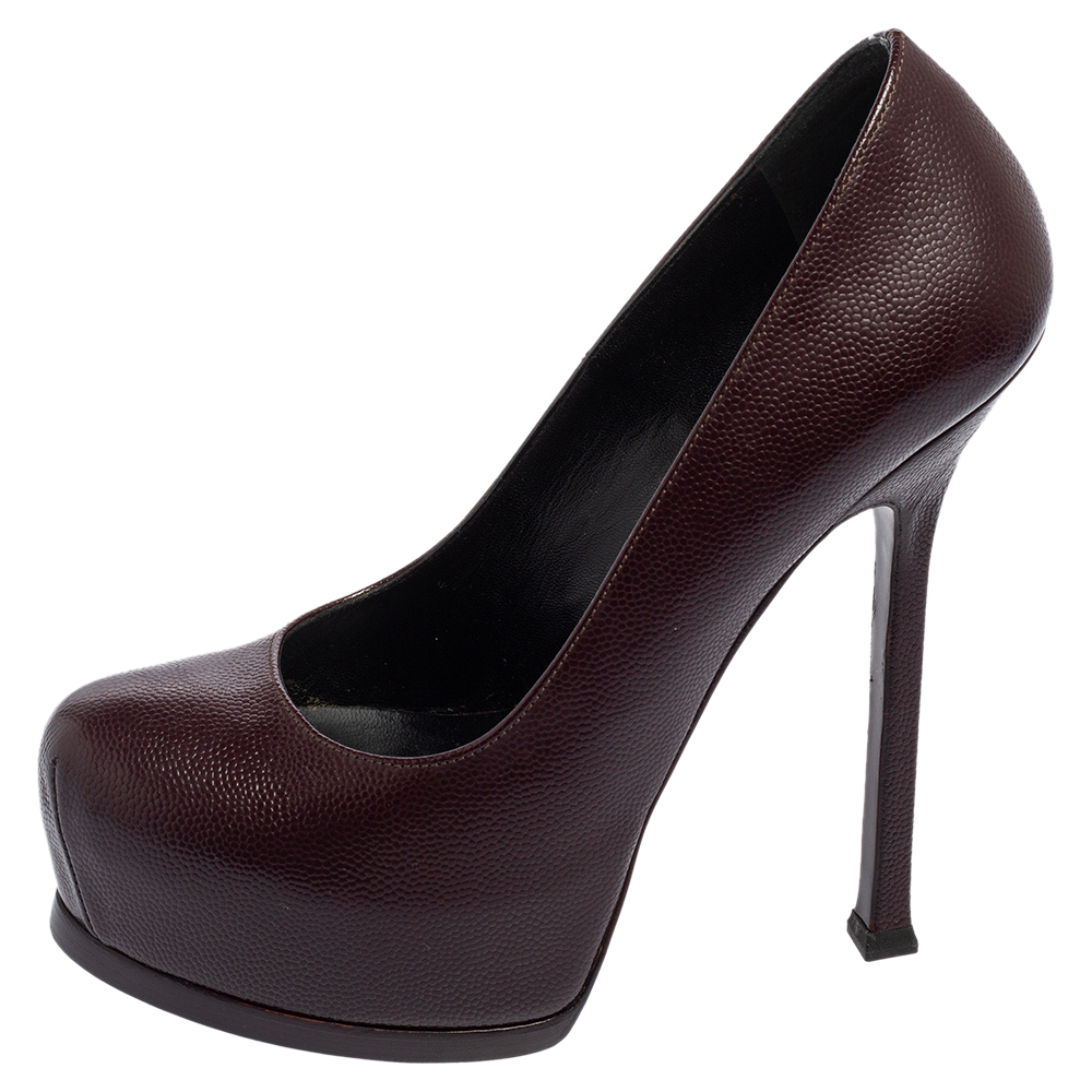 

Saint Laurent Burgundy Leather Tribtoo Pumps Size