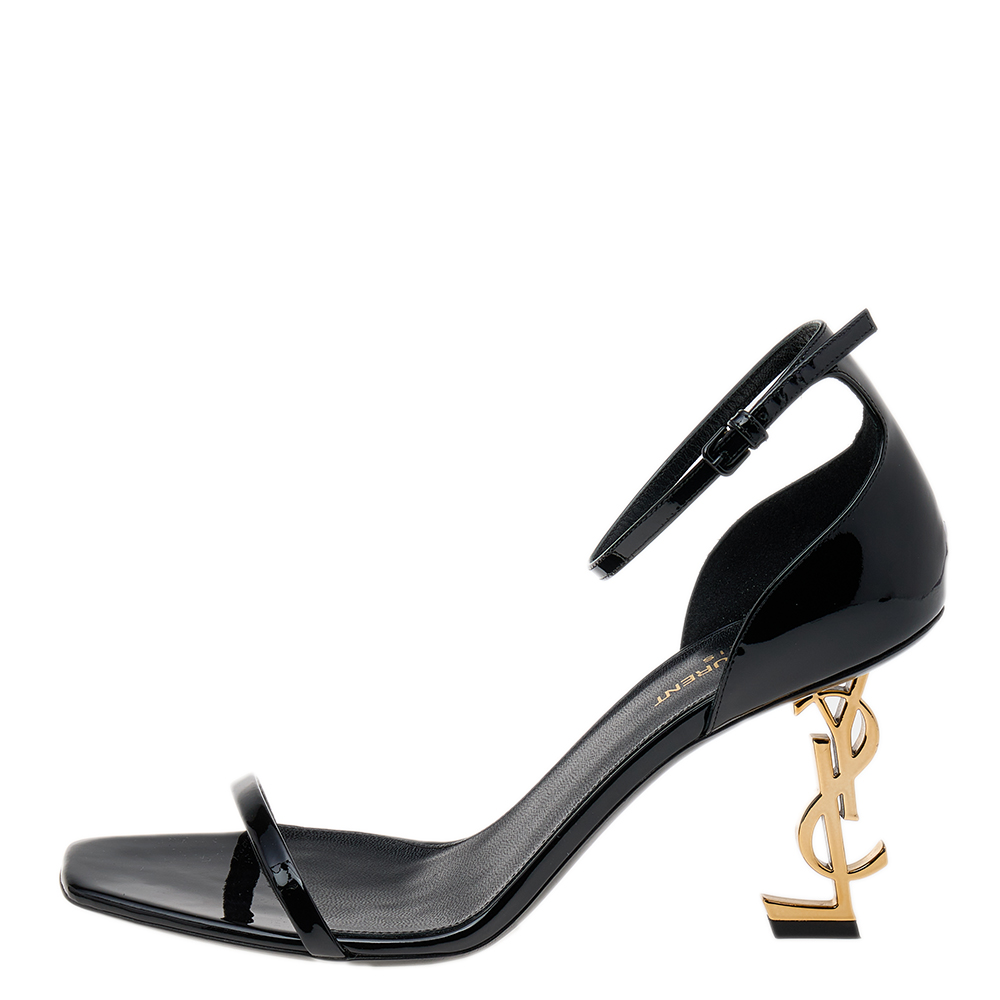 

Saint Laurent Black Patent Leather Opyum Ankle Strap Sandals Size