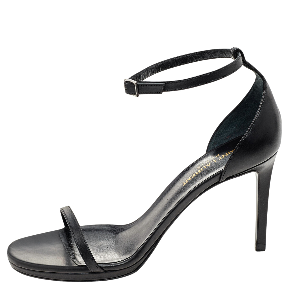 

Saint Laurent Black Leather Jane Ankle Strap Sandals Size