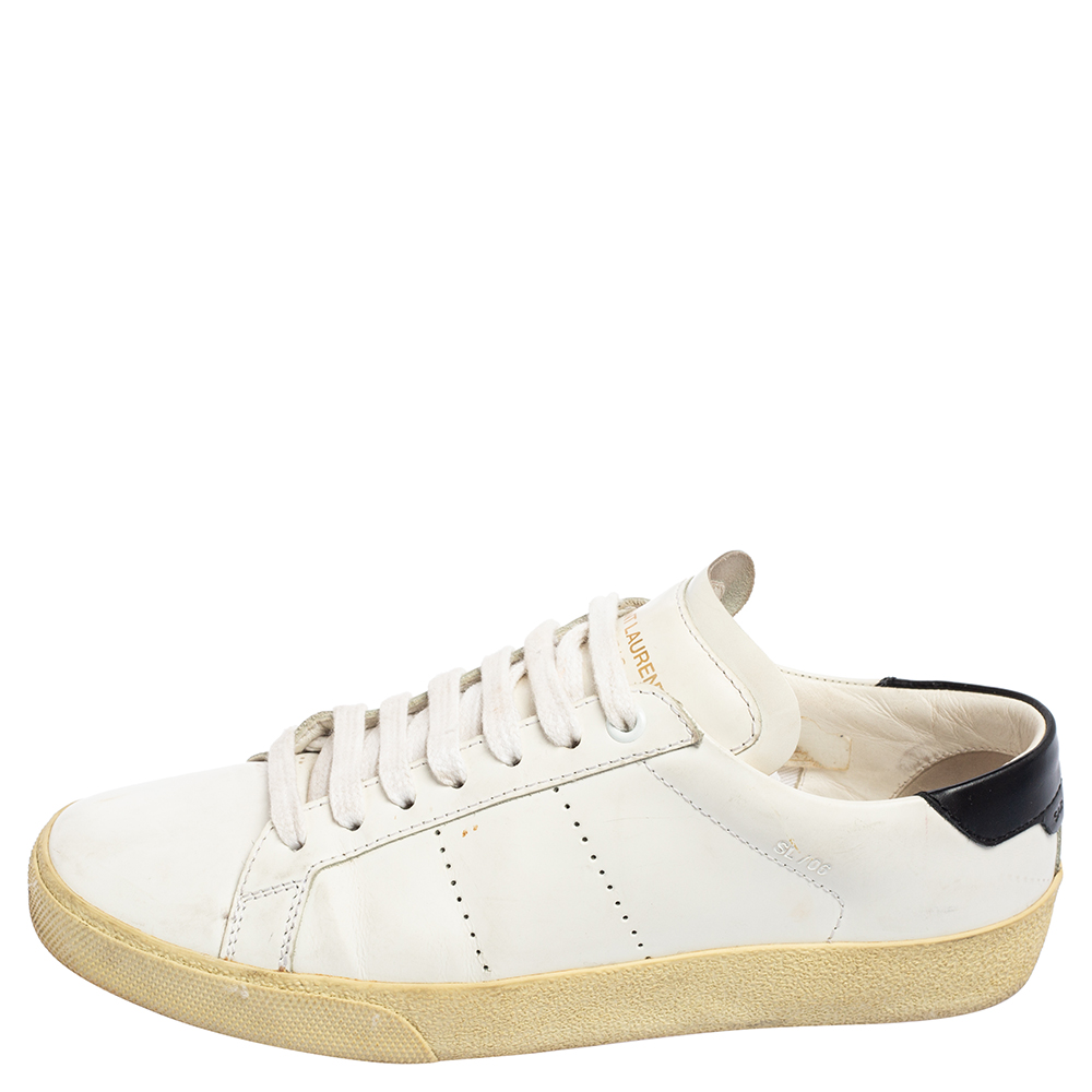 

Saint Laurent White Leather Low Top Sneakers Size