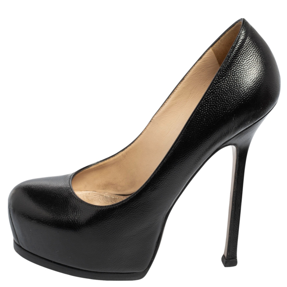 

Saint Laurent Black Leather Tribtoo Platform Pumps Size