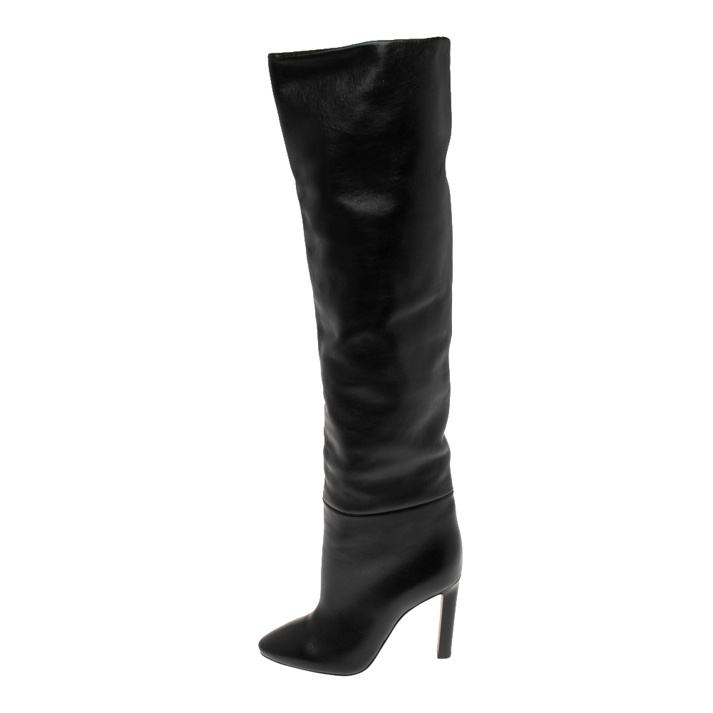 

Saint Laurent Black Leather Over The Knee Boots Size