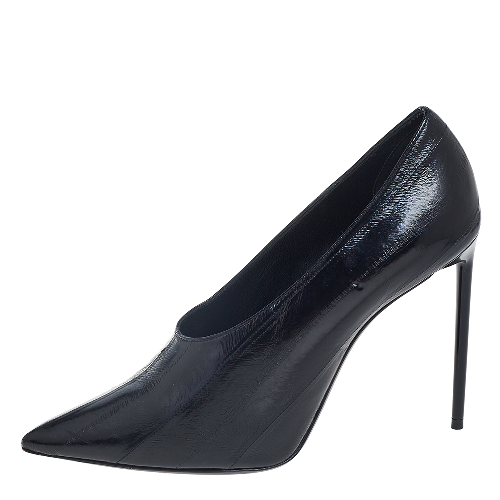 

Saint Laurent Black Eel Leather Pointed Toe Pumps Size