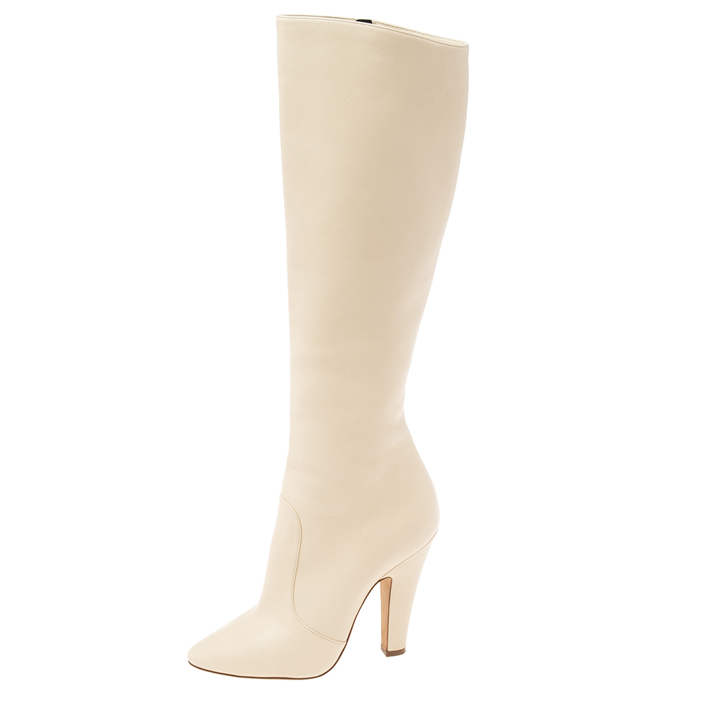 

Saint Laurent Cream Length Knee Length Platform Boots Size
